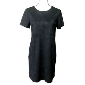 Candace Cameron Bure Faux Suede Mini Shift Dress Black Office Siren XS Petites